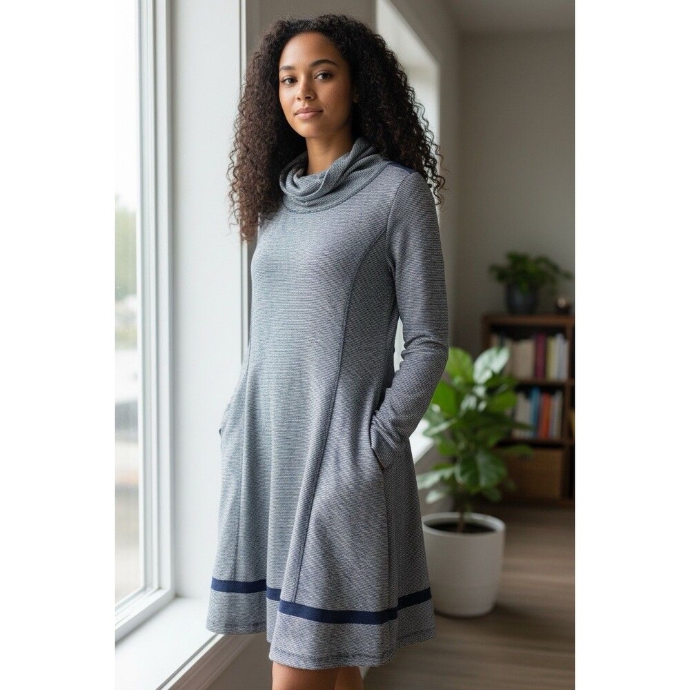Paper Crane womens nautical long sleeve knee length Medium pockets athleisure